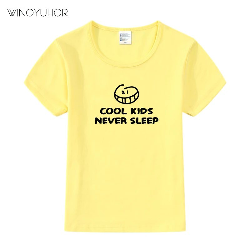 

Cool Kids Never Sleep Letters Print T-Shirt Cotton Baby Boys 2021 New Summer Short Sleeve Tee Tops Funny Girls Clothing