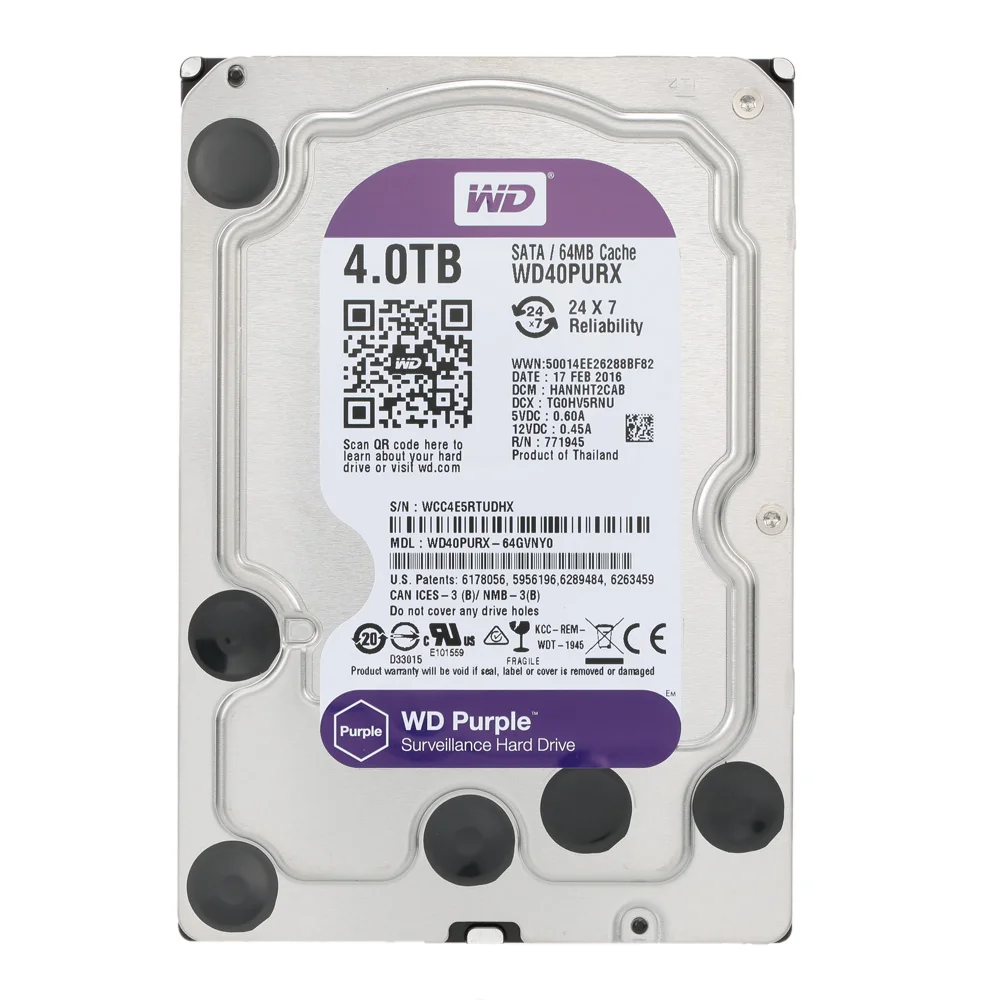 

Жесткий диск Western Digital WD Purple, 4 ТБ, SATA 6,0, 3,5 дюйма, жесткий диск для камеры видеонаблюдения, AHD, DVR, IP-камеры, видеорегистратор