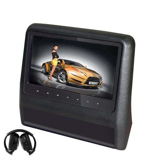 Black With Headphone Cemicen 2 шт. 9 дюймов подголовник автомобиля монитор видео DVD/MP5 медиа плеер с USB/SD ЖК-дисплей Экран сиденье er ИК/FM передатчик пульт дистанционного управления - Color: Black With Headphone