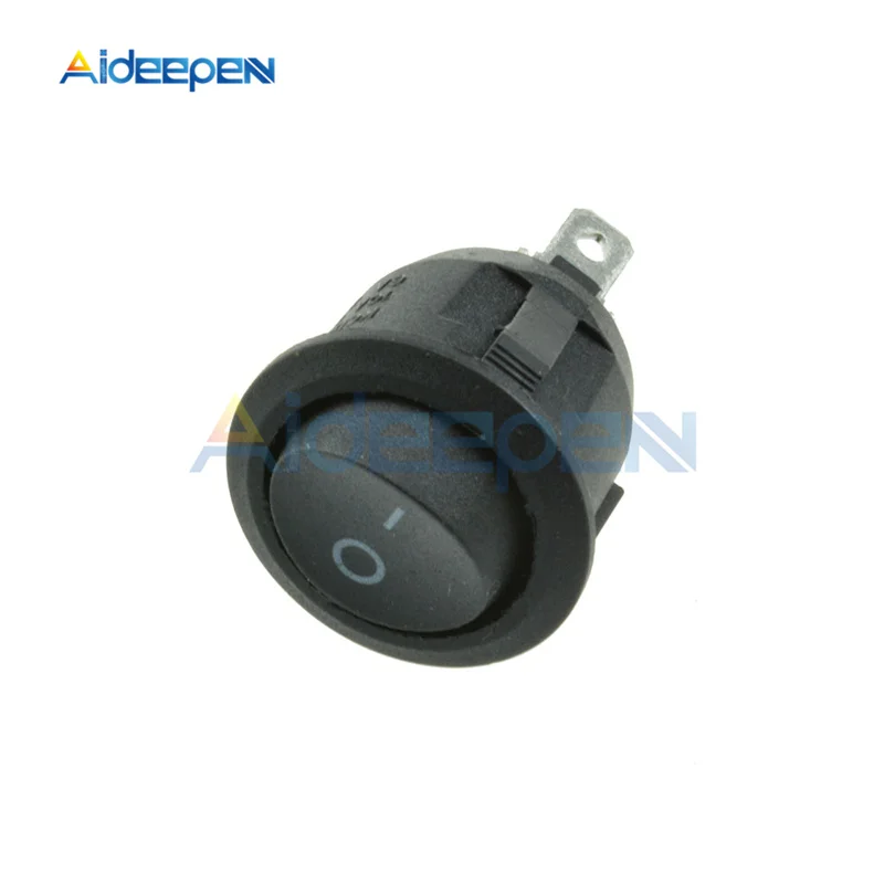 round Black 2 files AC 250V 6A 125V 10A Mini 3 Pin Светодиодный светильник выключатель автомобиля Лодка Круглый Рокер ON/выкл кнопка переключения переключатель синего, желтого, красного, зеленого и черного цвета для девочек - Цвет: round Black 2 files