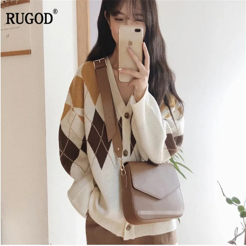 RUGOD 2019 винтажные Модные женские кардиганы с V образным вырезом Повседневный