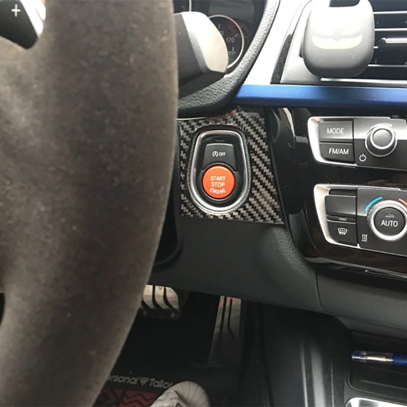 Для BMW F30 F34 интерьер из углеродного волокна кнопка старт стоп двигатель крышка
