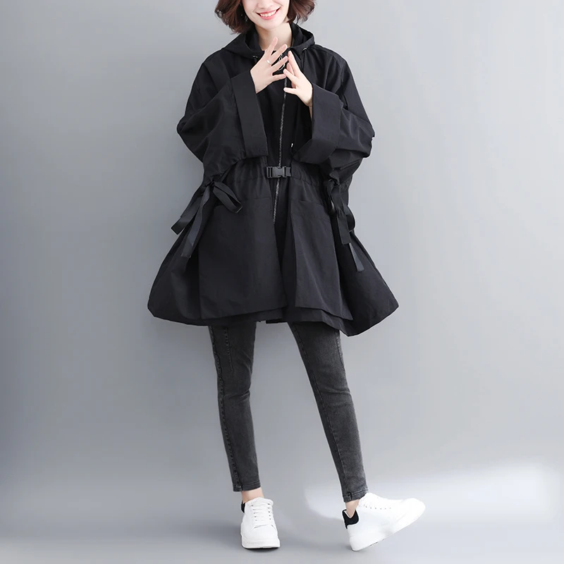2020 Новинка размера плюс ветровка Женская Весна Осень корейский длинный плащ с