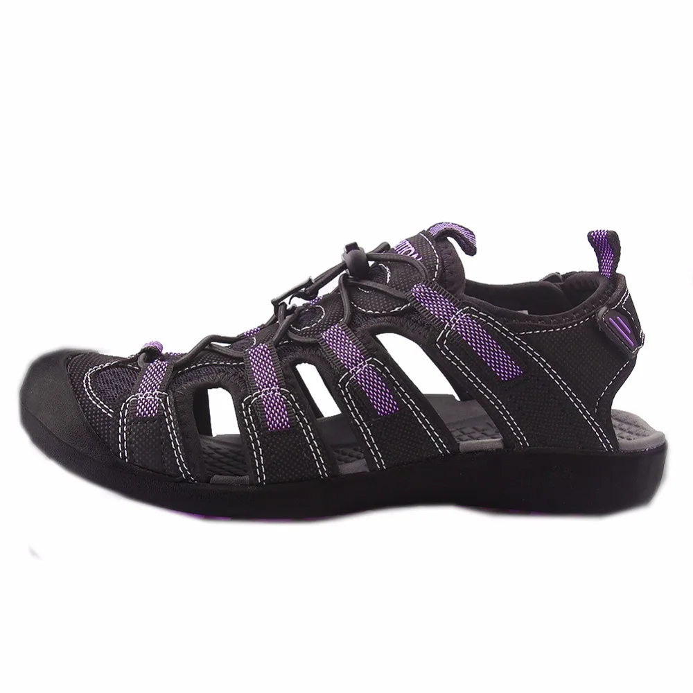 blakc purple GRITION/женские сандалии; летние пляжные сандалии на плоской подошве для прогулок; быстросохнущая нескользящая обувь с открытым носком; коллекция года; высокое качество; большие размеры 36-41 - Цвет: blakc purple