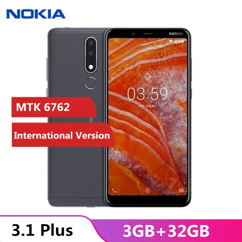 Nokia 3 1 Plus 4G Phablet 6 0 дюймов Android 8 MTK 6762 (Helio P22) Восьмиядерный ГБ ОЗУ 32 Гб ПЗУ 13.0MP + 5.0MP