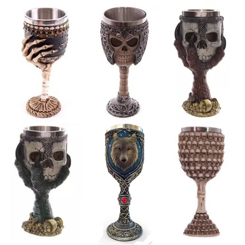 Новая забавная кофейная кружка крутая 3D в виде черепа волка из смолы нержавеющая