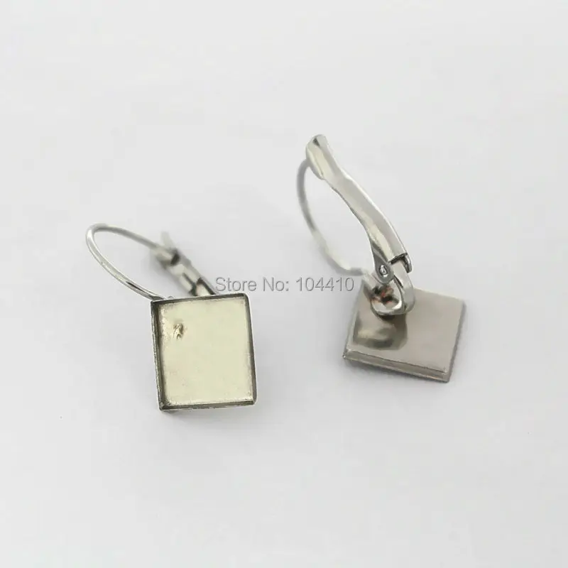 Пустые клипсы для ушей из нержавеющей стали 316L основа сережек с квадратной
