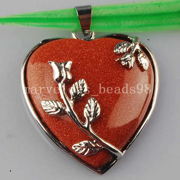 Бесплатная доставка Модный кулон в форме сердца 32 мм с золотым песком бисер MC2327|f