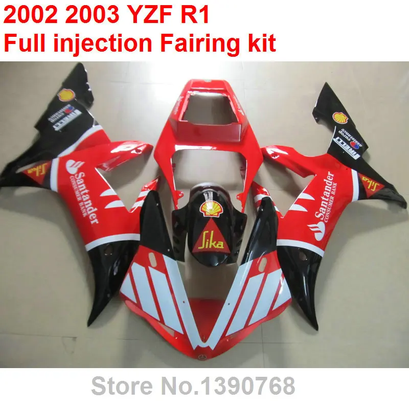 Подходит для YAMAHA Обтекатели R1 2002 2003 набор черно-красных корпусных деталей части