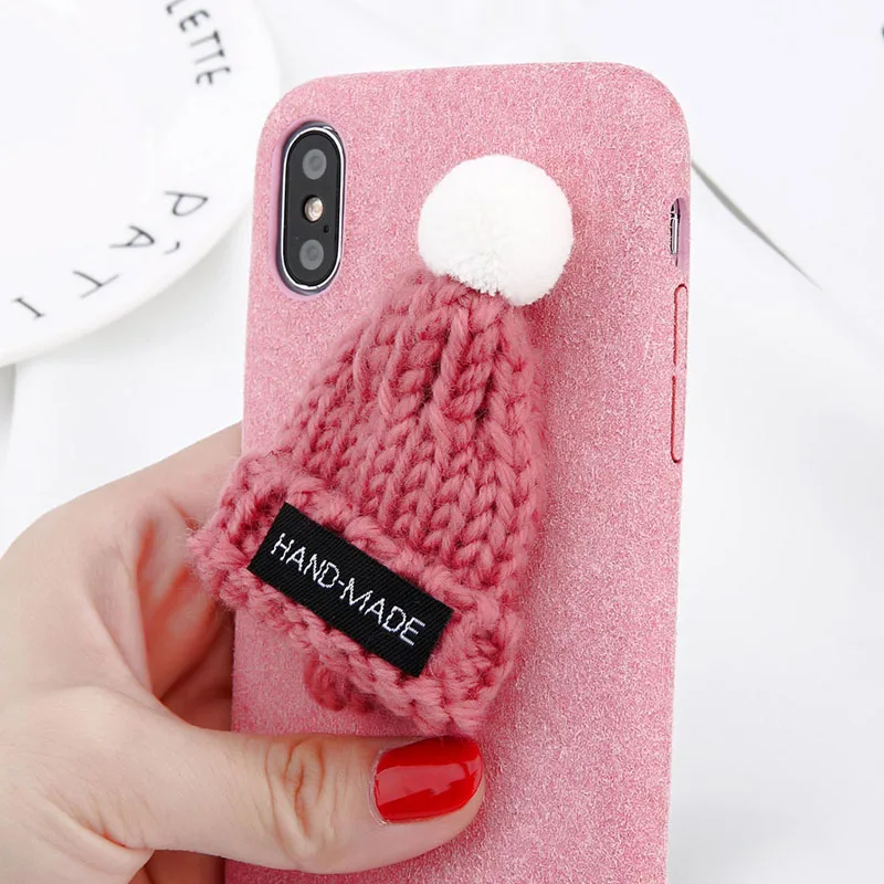 3D Cartoon Christmas Hat Plush Case For iPhone XR X 7 8 Plus 6 6s Phone Cases XS Max Fundas Soft TPU Back Cover |