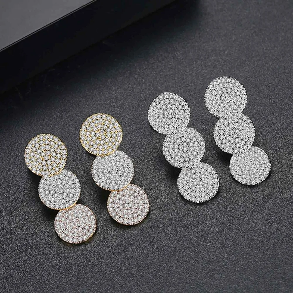 LUOTEEMI New Design Round Long Drop Earrings for Women Wedding Party Fashion Luxury Orecchini Donna Double Color Christmas Gift | Украшения