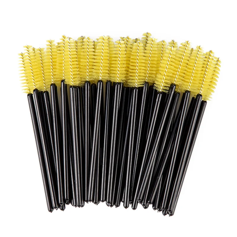Yellow Black Zwellbe 50 шт./упак. Хорошее качество одноразовые ресниц макияж кисти Мини палочки с кисточкой для туши для наращивания ресниц инструмент - Цвет: Yellow Black