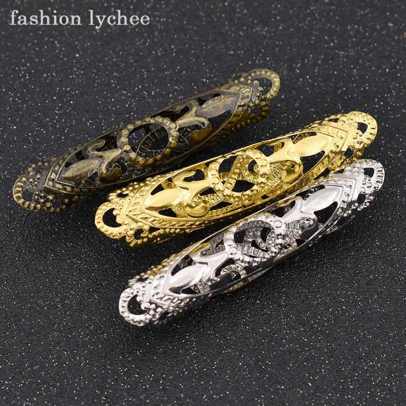Модные Винтажные тибетские полые резные металлические бусины lychee манжеты и