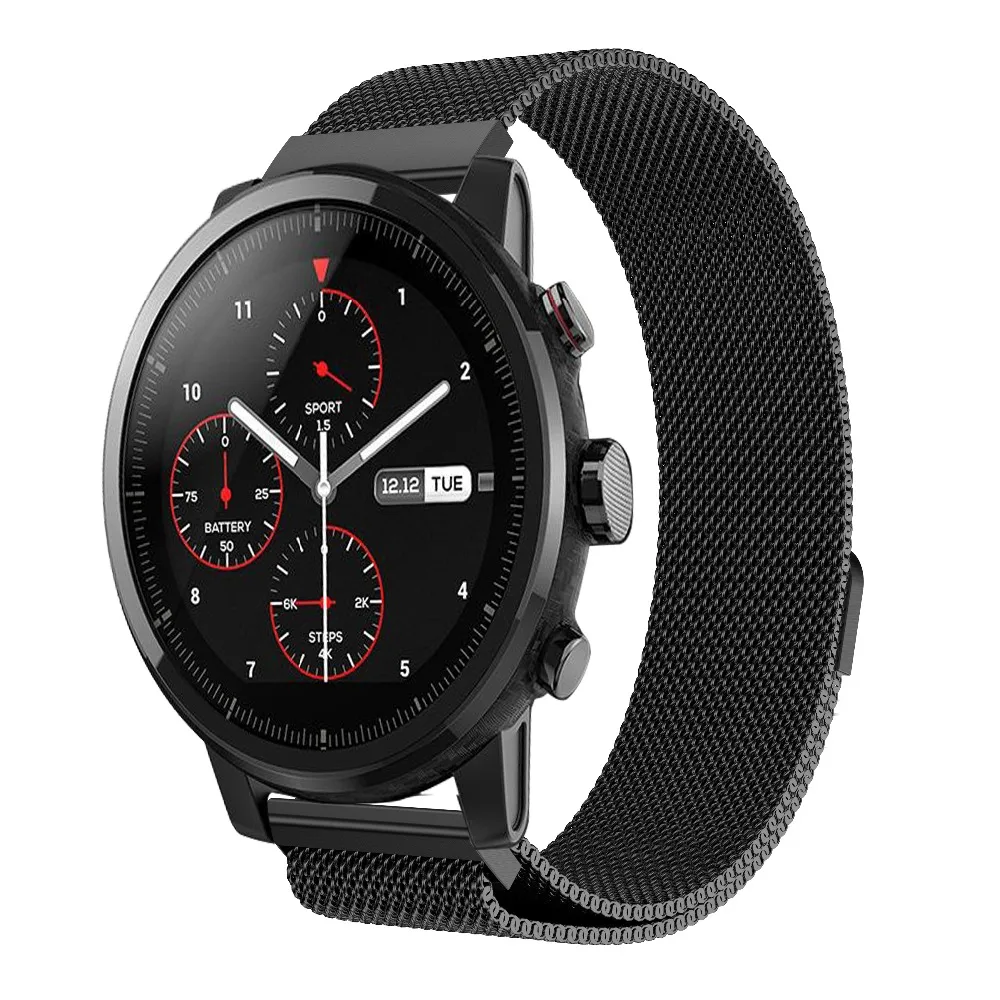 22mm Metal Stainless Strap band for Xiaomi Huami Amazfit Pace Bracelet Watch Band Milanese loop Magnetic Belt Stratos 2 | Электроника