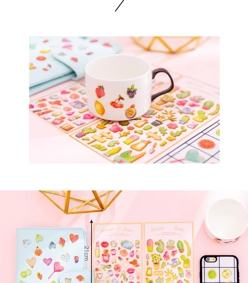 24 pcs/lot Sweet Cake Geometry Diy 3D Decorative Stickers Scrapbooking Stick Label Diary Stationery Album Stickers
