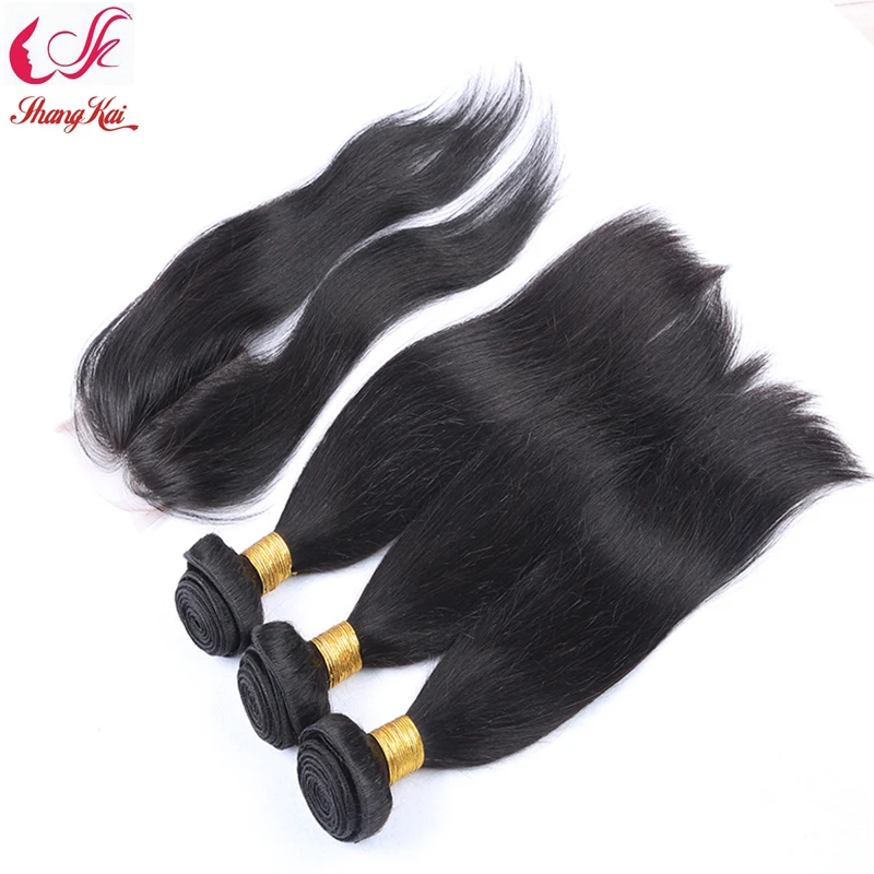 Unprocessed Brazilian Virgin Hair 3pcs Lot With Closure 100g/Pcs Human Silk Straight |