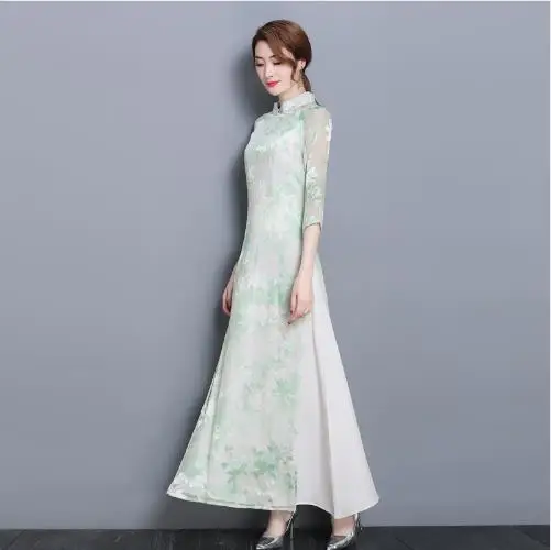 2018 Лето поступление aodai Вьетнам qipao платье для женщин традиционная одежда аозай