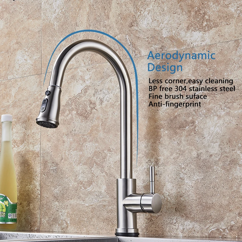 Pull Out Sensor Kitchen Faucet Stainless Steel Sensitive Touch Control Faucet Mixer For Kitchen Touch Sensor Kitchen Mixer Tap