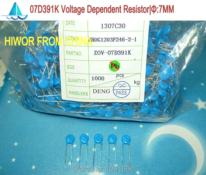 (100 шт./лот) (Варистор) 07D391K резисторы VDR VSR диаметр: 7 мм 390 в Варистор резистора|resistor