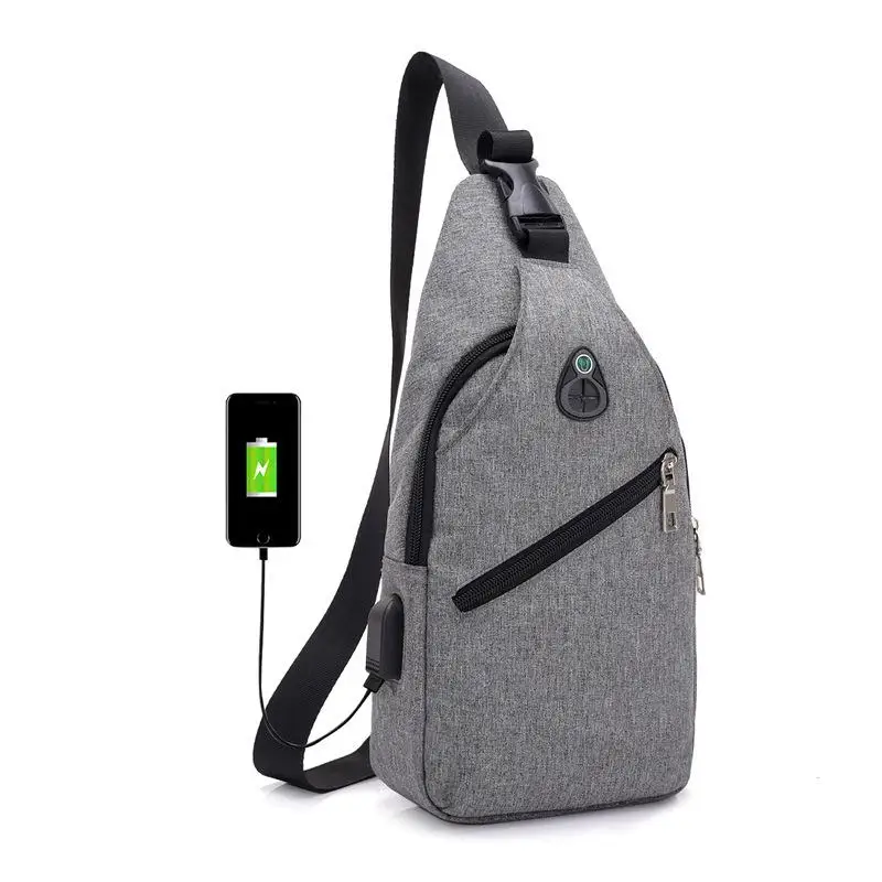 Gray Chest Bag Новая многофункциональная Мужская нагрудная сумка с наушниками, сумки через плечо, мужская сумка через плечо, мужская сумка-рюкзак - Цвет: Gray Chest Bag