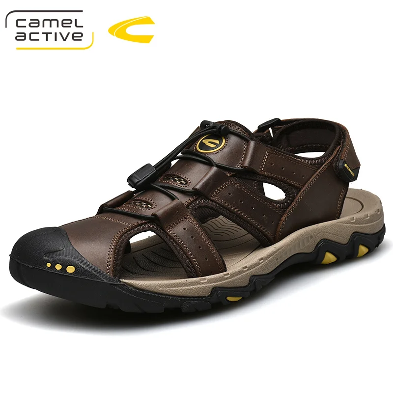 deep brown Camel Active/Новинка года; высококачественные летние мужские сандалии из натуральной кожи; удобная мужская обувь на застежке-липучке; модная повседневная обувь - Цвет: deep brown