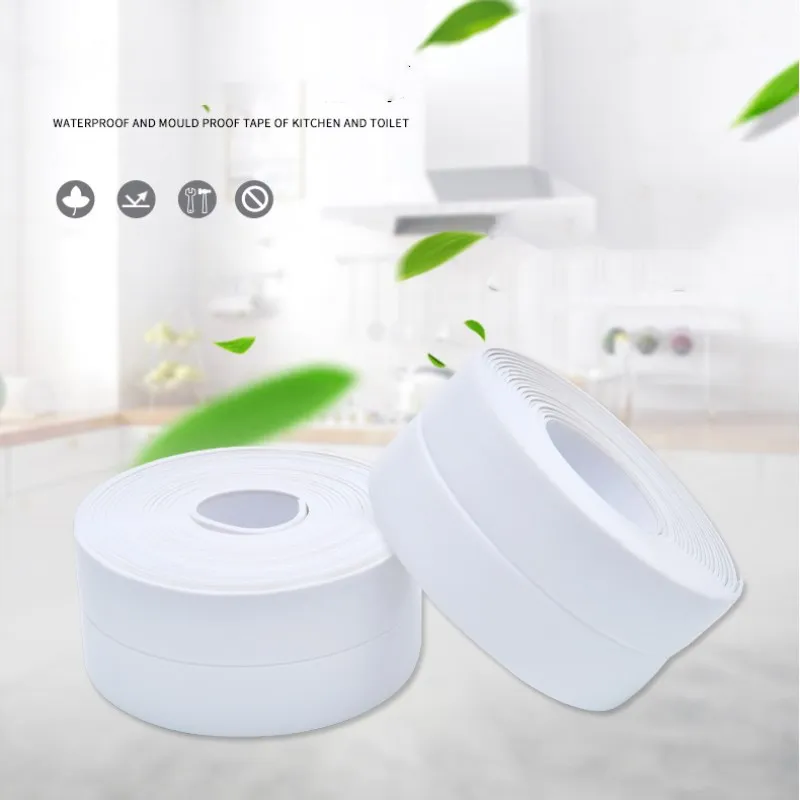 Кухня DIY самоклеющиеся ленты водонепроницаемый белый Mildewproof уплотнение герметик полоса мозаика ПВХ стикер стены Ванная комната Кухня