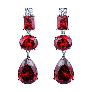 Red GAOLA модные женские свадебные подарки серьги форма капли серебристый цвет ААА кубические циркониевые серьги-подвески - Окраска металла: Red