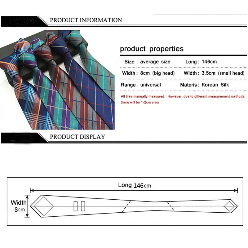 

Men Wedding Cravate Neck Tie Silk Plaid Ties Party Business Fashion Formal Male Ties