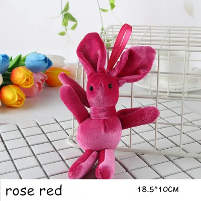 rose red Милый кролик плюшевые Висячие игрушки цветок букет украшения кролик мягкие превалирующие подвески - Цвет: rose red