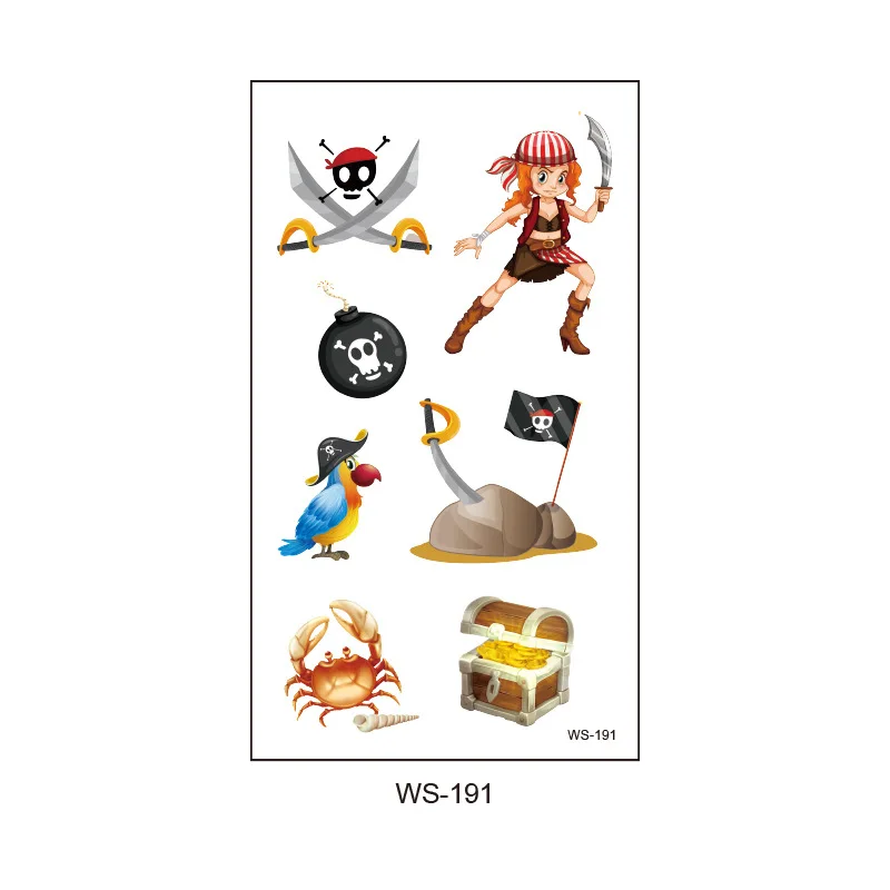 Временная Пиратская тату наклейка 10 шт. на тело капитана Джейка для пиратского