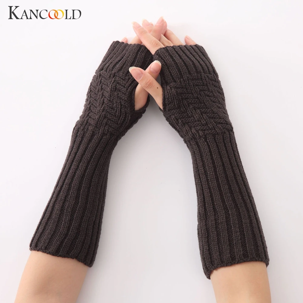 KANCOOLD перчатки женские зимние однотонные запястья руки теплые однотонные вязаные длинные перчатки без пальцев перчатки Модные Перчатки женские 2018NOV28