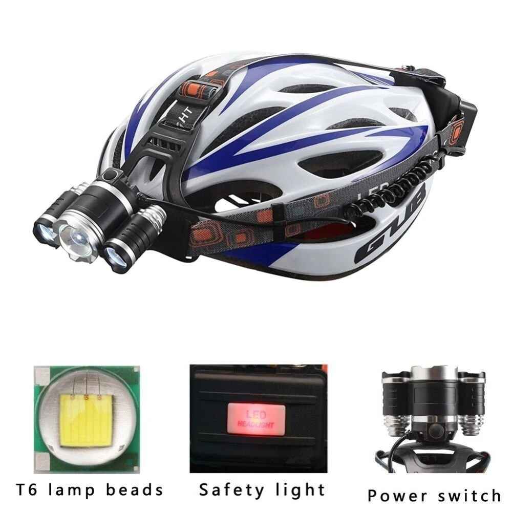 Суперъяркий светодиодный налобный фонарь 3 x T6 10000 лм с 4 режимами освещения для