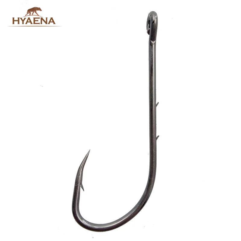 

Hyaena 50pcs/lot 92247 1#-6/0 Bait Holder Fishing Hooks Black Barbed Shank Beak Bait Holder Hook with 2 Barbs Jig Fish Hooks