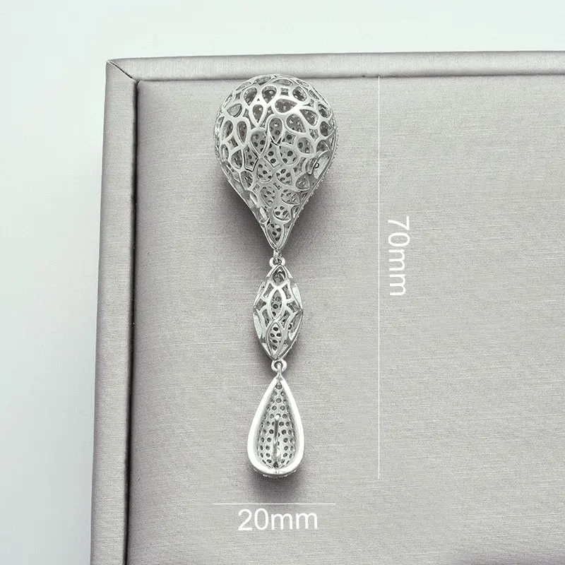

Newness 65mm Luxury Full Micro Paved Cubic Zircon Copper Earrings Luxury Solid Ball Large For Women Earring Fashion Jewelry