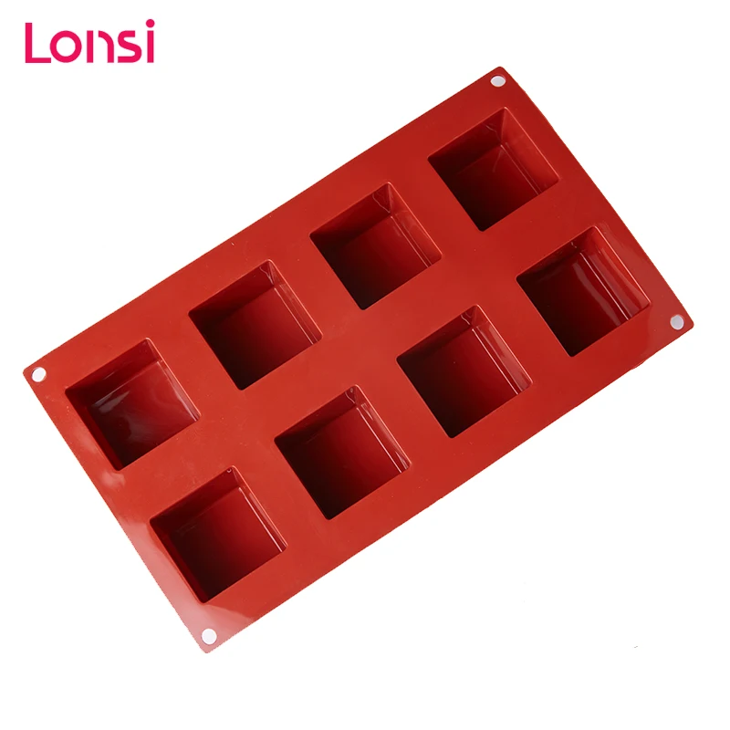 LONSI 8 отверстий маленькая квадратная 3D форма антипригарная силиконовая для