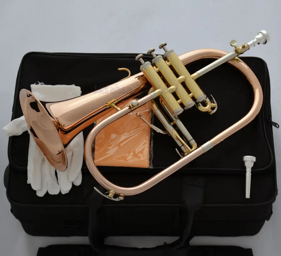 Профессиональный lFactory заказной товарный знак Роза Латунь Bb Flugelhorn Monel клапан Новый Flugel рожок 2 шт
