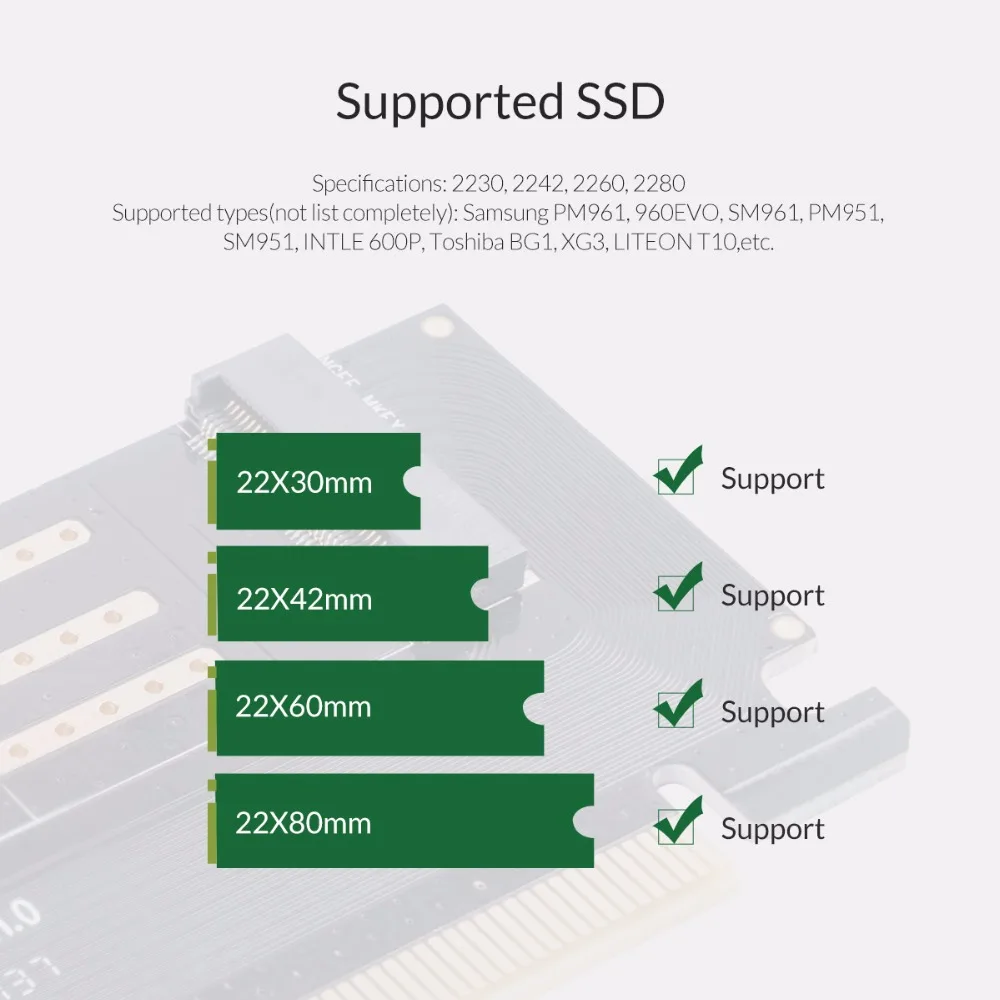Карта расширения ORICO M.2 NVME к PCI-E 3 0 X16 для материнской платы PCI-e Gen3 поддержка канала