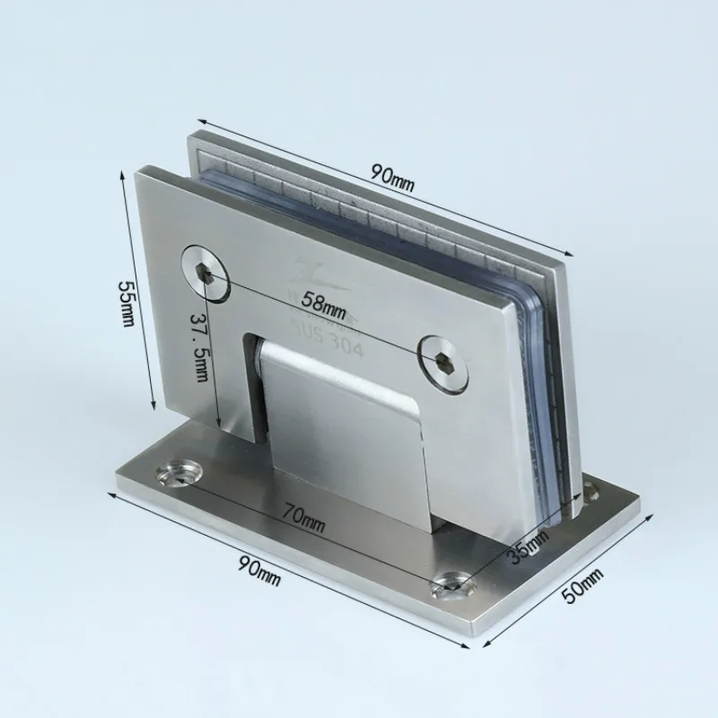 Толстая шлифовальная 90 градусов зажим для ванной петли стеклянных дверей