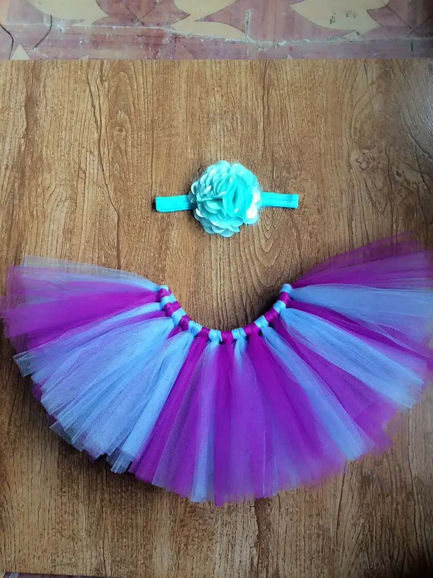 Детский реквизит для фотосессии Голубое Бальное Платье с регулируемой повязкой