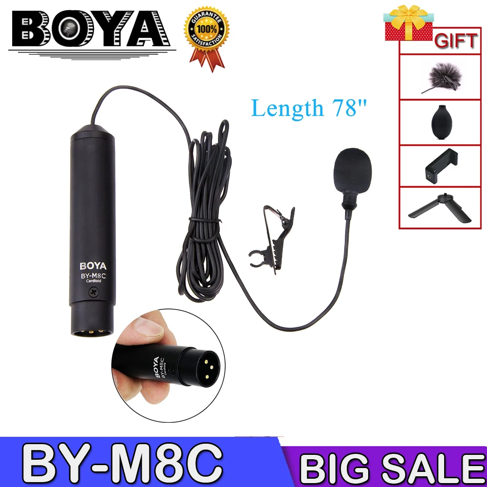 Boya BY-M8C Phantom power Cardioid XLR электретный конденсаторный микрофон петличный микрофон приобрести 48 В фантомное питание с ветровым стеклом и зажимом