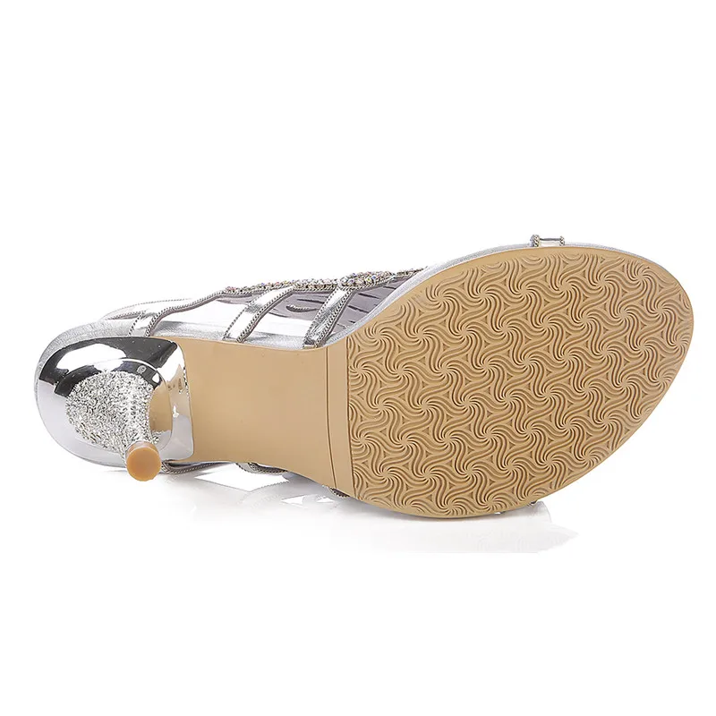 

Christia Bella Fashion Women Large Size High Heels Formal Dress Sandals Buckle Thin Heel Open Toe Pumps Rhinestones Ladies Shoes
