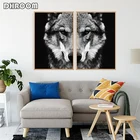 Черно-белые настенные художественные постеры с животными и принтом волка, Картина на холсте, Современная декоративная фотография для гостиной