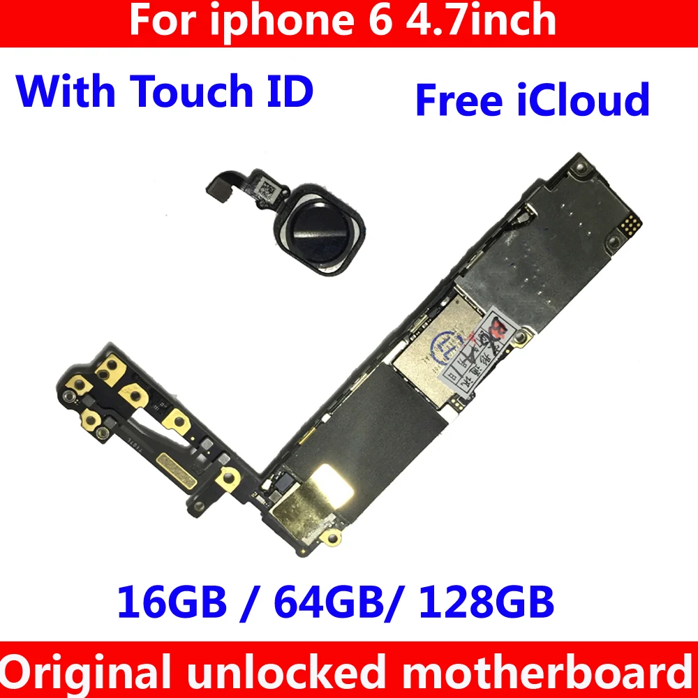 Оригинальная материнская плата с/без touch ID для iphone 6 16 Гб 64 128 ГБ разблокированная