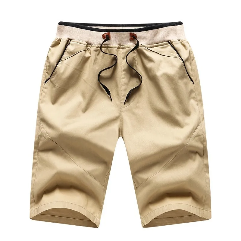 khaki K511 Хлопковые мужские комплекты, летние рубашки поло на пуговицах, мужские шорты с отложным воротником, 4XL, Мужская одежда, комплект из 2 предметов, спортивный костюм, шорты с эластичным поясом - Цвет: khaki K511