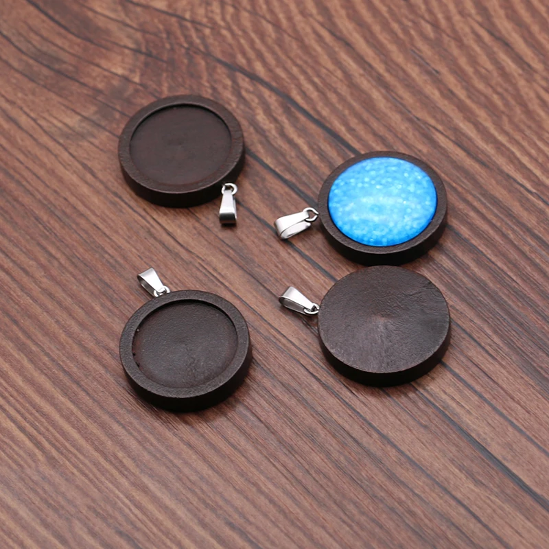 10 шт./лот ожерелье из коричневого дерева с подвеской кабошон основа камеи без