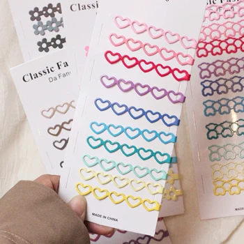 Heart light color 10 шт., яркие цветные шпильки для девушек, металлическая краска, заколки для волос, бант в форме сердца, полые заколки для волос, Геометрическая заколка для женщин, аксессуары для волос - Цвет: Heart light color