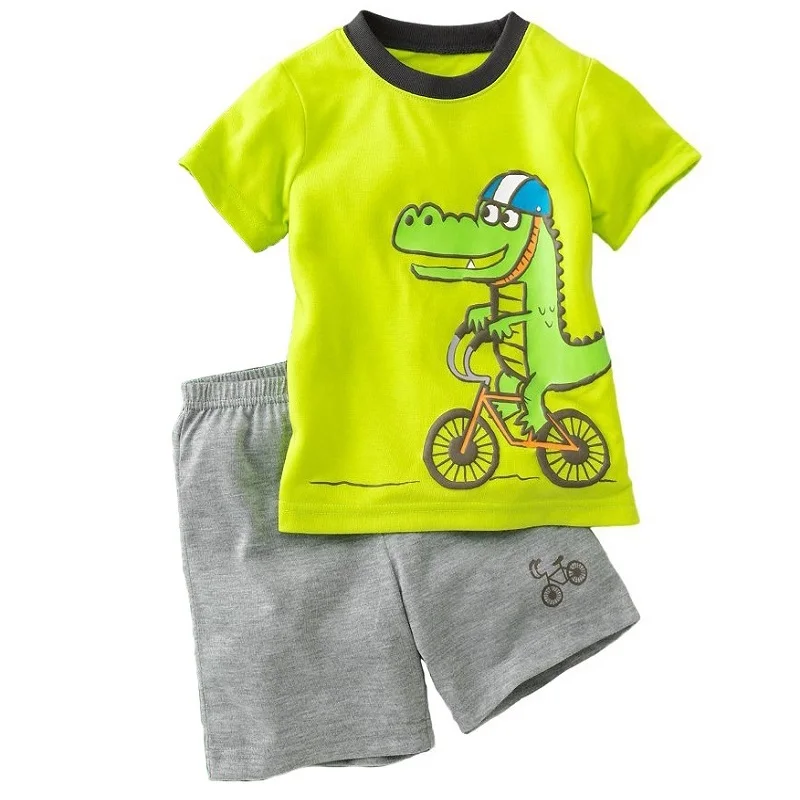 Sea Animal Boy T-Shirt Pant Suits Summer Children 2-Piece Clothes Set Beach Sailor Anchor Kids Outfit Sport Suit 100% Cotton Top |