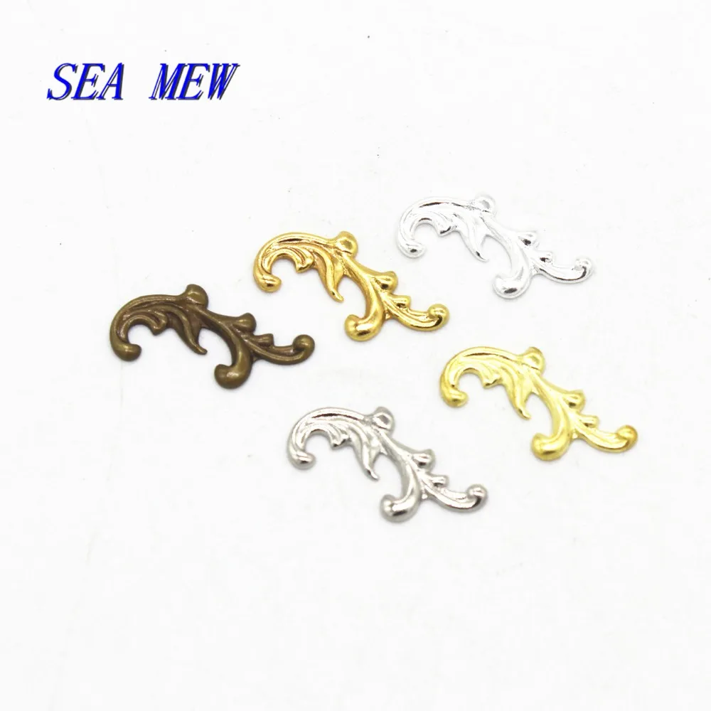 SEA MEW 200 шт 8 мм* 17 мм металлическая медь 5 цветов филигранные цветы ломтик шармы-соединители установка ювелирных изделий DIY компоненты