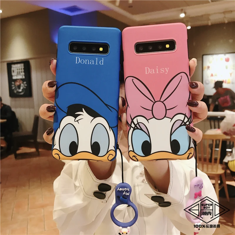 Sam S10 Cartoon Case Daisy Donald Soft back phone cover for Samsung Galaxy S9 plus S8 Note 8 note9 +strap |