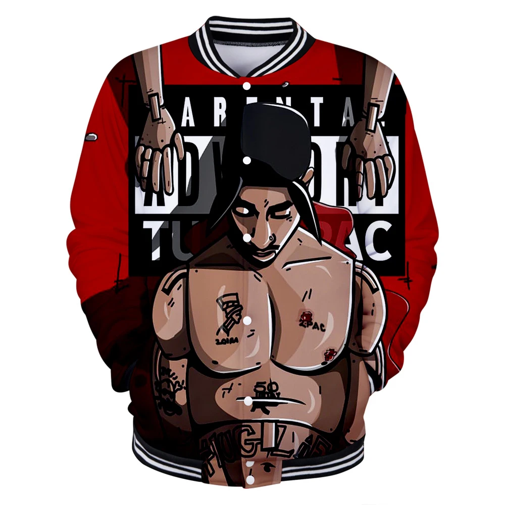 2Pac крутая мужская бейсбольная куртка Весенняя мода тонкий 3D принт с длинным рукавом Бомбер куртка Jaquetas мужские брендовые университетские куртки